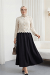 Yaprak Desenli Ajurlu Triko Hırka -Taş-Hırka-109-0999-R43