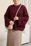 Yarasa Kol Ajurlu Triko Kazak -Bordo-Kazak-109-1219-R04