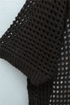 Yarasa Yarım Kol Ajurlu Triko Hırka  -Kahve-Hırka-109-0894-R15