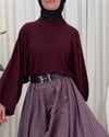 Yarım Boğaz Krop Triko Kazak -Bordo-Kazak-207-1593-R04