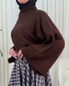 Yarım Boğaz Krop Triko Kazak -Kahve-Kazak-207-1593-R15