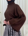 Yarım Boğaz Krop Triko Kazak -Kahve-Kazak-207-1593-R15