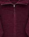 Yarım Boğazlı Fermuarlı Triko Hırka -Bordo-Hırka-109-0887-R04