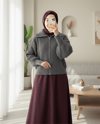 Yarım Boğazlı Fermuarlı Triko Hırka -Füme-Hırka-109-0887-R18