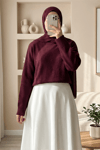 Yarım Boğazlı Salaş Triko Kazak -Bordo-Kazak-109-0823-R04
