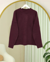 Yarım Boğazlı Salaş Triko Kazak -Bordo-Kazak-109-0823-R04