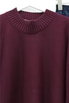 Yarım Boğazlı Yarasa Kol Etek Üstü Triko Kazak -Bordo-Kazak-109-0976-R04