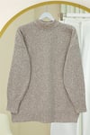 Yarım Boğazlı Yumoş Salaş Triko Kazak  -Bej-Kazak-109-0965-R56