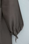 Yarım Düğmeli Nervürlü Bağcıklı Tensel Elbise -Açık Kahve-Elbise-307-0094-R76