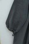 Yarım Düğmeli Nervürlü Bağcıklı Tensel Elbise -Füme-Elbise-307-0094-R18