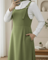 Yarım Fermuarlı Gabardin Jile  -Haki-Elbise-362-4289-R05