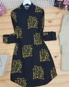 تونيك مطبوع بالنص - أصفر-Tunik-199-0664-R22