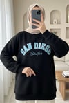 Yazı Nakışlı 3 İplik Sweat -Siyah-Sweatshirt-357-3049-R01