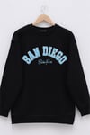 Yazı Nakışlı 3 İplik Sweat -Siyah-Sweatshirt-357-3049-R01