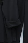 Yırtmaçlı Beli Bağcıklı Kolu Katlamalı Pantolonlu Oyşo Takım -Siyah-Takım-436-10061-R01