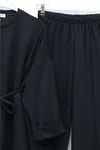 Yırtmaçlı Beli Bağcıklı Kolu Katlamalı Pantolonlu Oyşo Takım -Siyah-Takım-436-10061-R01
