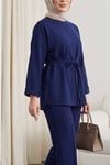 Yırtmaçlı Beli Bağcıklı Kolu Katlamalı Pantolonlu Oyşo Takım -Laci-Takım-436-10061-R03