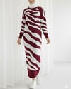 Yırtmaçlı Desenli Triko Elbise   -Bordo-Elbise-384-45-R04