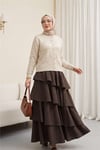 Yuvarlak Yaka Ajurlu Düğmeli Triko Hırka  -Taş-Hırka-109-9210-R43