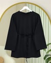 Yuvarlak Yaka Beli Bağlamalı Penye Tunik -Siyah-Tunik-253-13071-R01