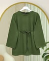 Yuvarlak Yaka Beli Bağlamalı Penye Tunik -Haki-Tunik-253-13071-R05