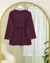 Yuvarlak Yaka Beli Bağlamalı Penye Tunik -Mürdüm-Tunik-253-13071-R09