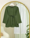 Yuvarlak Yaka Beli Bağlamalı Penye Tunik -Haki-Tunik-253-13071-R05