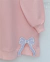 Yuvarlak Yaka Eteği Fiyonk Detaylı  Salaş Penye Tunik  -Pudra-Tunik-349-7095-R06