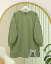 Yuvarlak Yaka Eteği Fiyonk Detaylı  Salaş Penye Tunik -Çağla Y.-Tunik-349-7095-R70