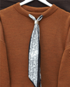 Yuvarlak Yaka Fularlı Salaş Triko Tunik -Kiremit-Kazak-109-9776-R30