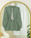 Yuvarlak Yaka Fularlı Salaş Triko Tunik   -Çağla Y.-Kazak-109-9776-R70