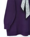 Yuvarlak Yaka Fularlı Salaş Triko Tunik -Mor-Kazak-109-9776-R34