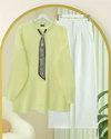 Yuvarlak Yaka Fularlı Salaş Triko Tunik -Açık Sarı-Kazak-109-9776-R75