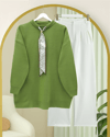 Yuvarlak Yaka Fularlı Salaş Triko Tunik  -F.Yeşili-Kazak-109-9776-R67