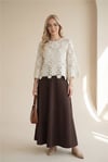 Bluz-Yuvarlak Yaka İspanyol Kol Triko Bluz -Krem-364-2127-R28