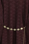 Yuvarlak Yaka Kemerli Dantel Detaylı Astarlı Pantolonlu Takım -Bordo-Takım-426-5307-R04