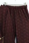 Yuvarlak Yaka Kemerli Dantel Detaylı Astarlı Pantolonlu Takım -Bordo-Takım-426-5307-R04