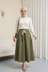 Yuvarlak Yaka Kolu Düğme Detaylı Triko Tunik   -Ekru-Tunik-109-9793-R07