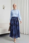 Yuvarlak Yaka Kolu Düğme Detaylı Triko Tunik   -Bebe Mavi-Tunik-109-9793-R32
