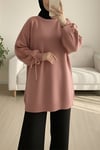 Yuvarlak Yaka Kolu Örgü Detaylı Triko Kazak -G.Kurusu-Kazak-295-1280-R27