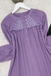 Yuvarlak Yaka Nakışlı Salaş Tunik -Lila