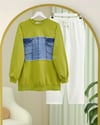 Yuvarlak Yaka Önü Kot Cep Detaylı Sweat -Yağ Yeşili-Sweatshirt-362-4419-R72