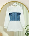 Yuvarlak Yaka Önü Kot Cep Detaylı Sweat -Beyaz-Sweatshirt-362-4419-R02