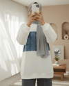 Yuvarlak Yaka Önü Kot Cep Detaylı Sweat -Beyaz-Sweatshirt-362-4419-R02