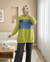 Yuvarlak Yaka Önü Kot Cep Detaylı Sweat -Yağ Yeşili-Sweatshirt-362-4419-R72