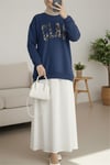 Yuvarlak Yaka Önü Nakışlı Sweat -Laci-Sweatshirt-362-4396-R03