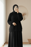 Yuvarlak Yaka Sakallı Triko Kazak -Siyah-Kazak-357-7004-R01
