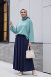 Yuvarlak Yaka Salaş Penye Tunik       -Mint