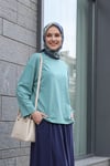 Yuvarlak Yaka Salaş Penye Tunik       -Mint
