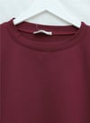 Yuvarlak Yaka Salaş Penye Tunik  -Bordo-Tunik-437-10751-R04